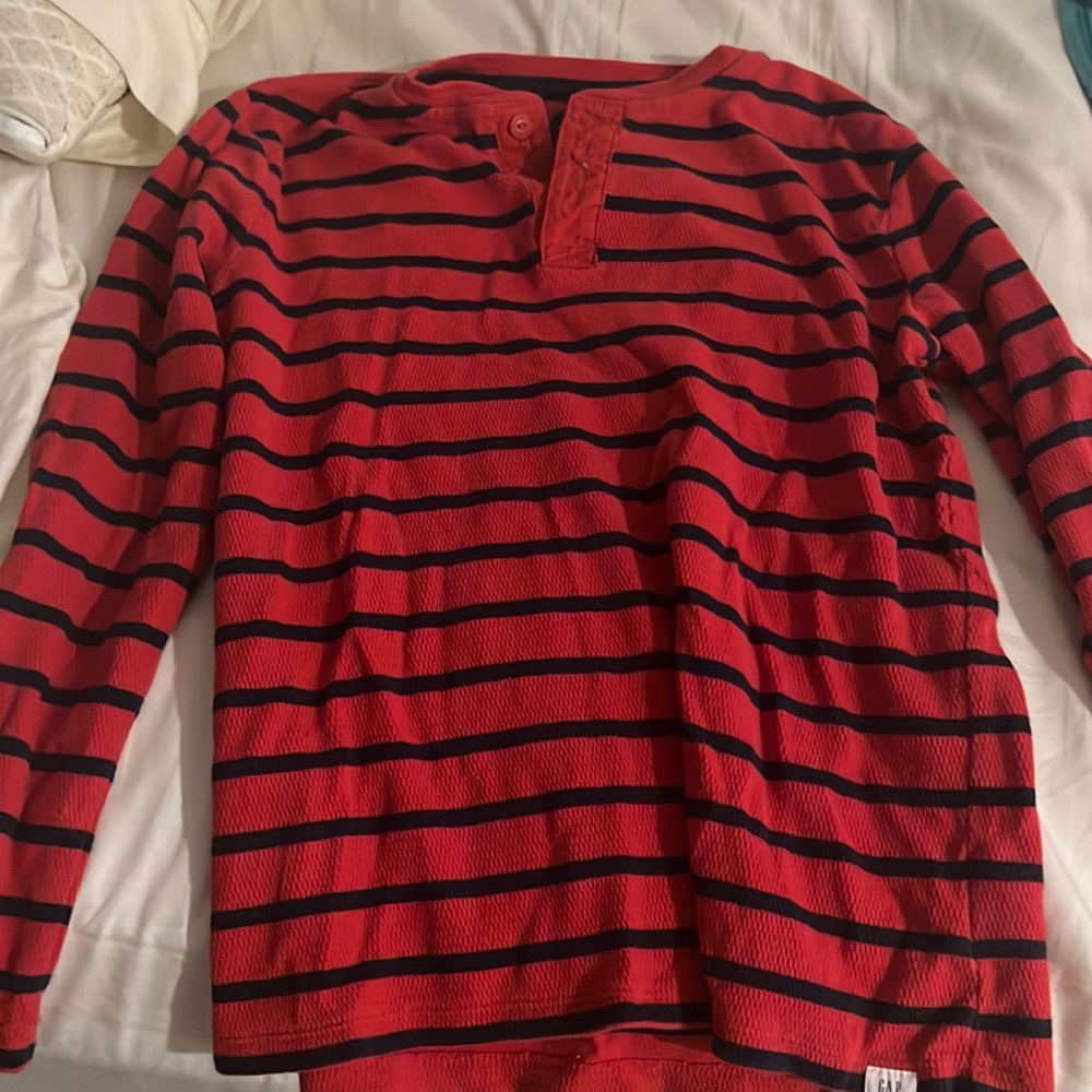 Gap Kids Red and Blue Striped Long Sleeve Tee